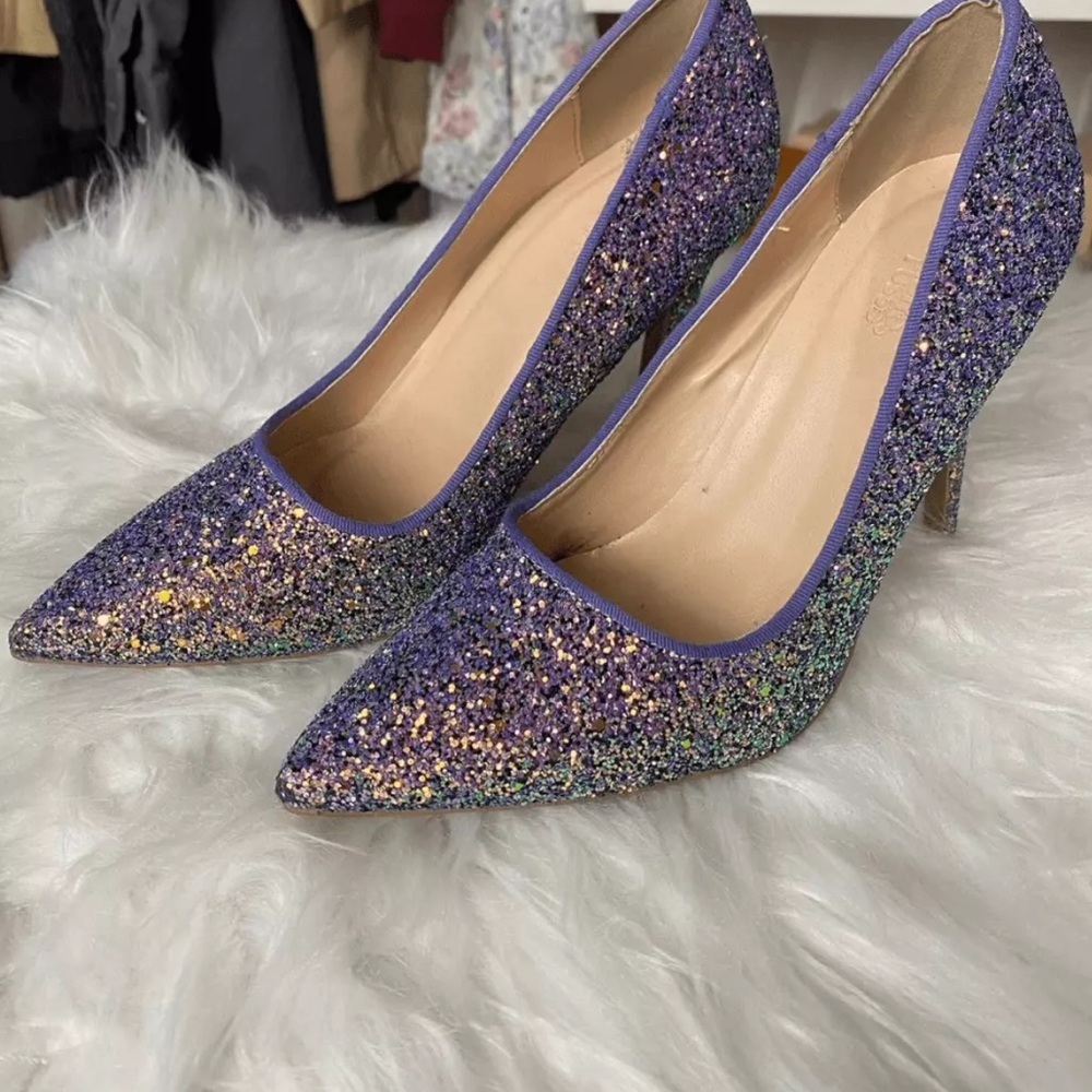 Glittery Purple and Green Women's Heels